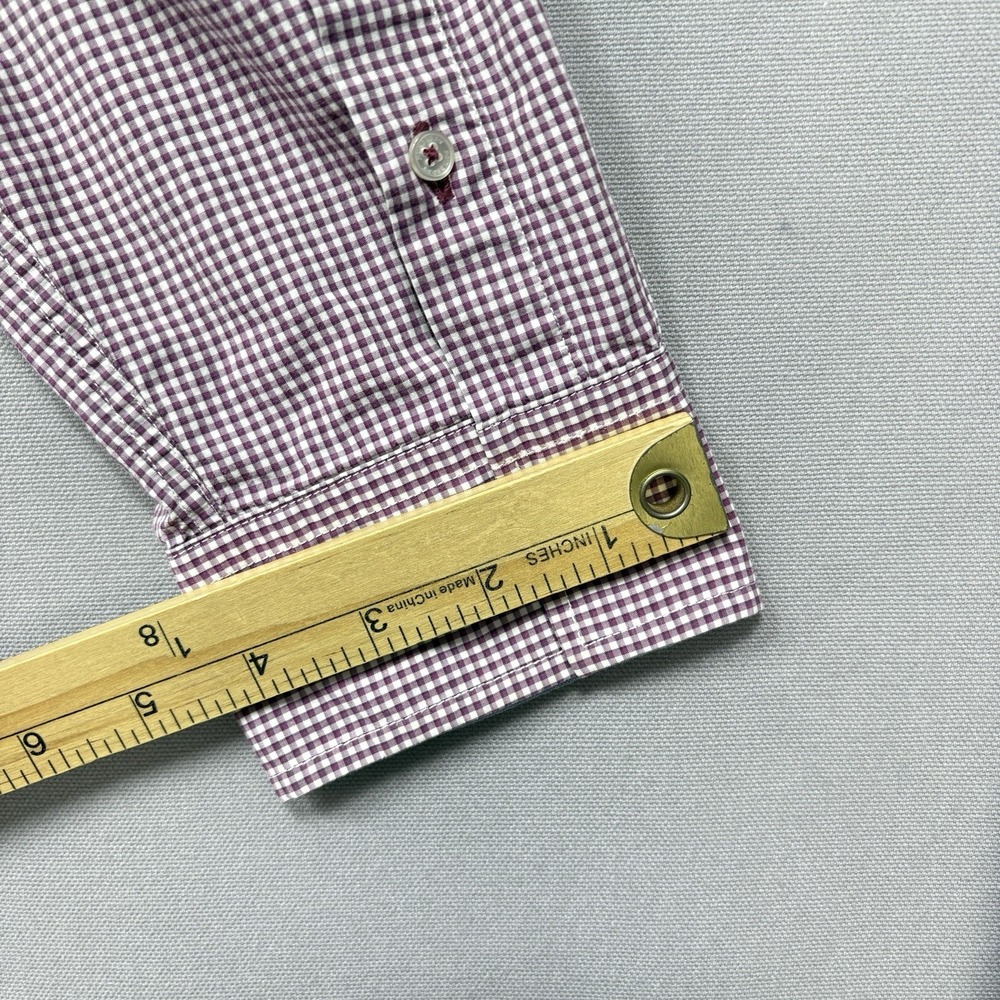 Burberry Brit Button Down Shirt Mens XL Burgundy Gingham Embroidered Logo Pocket - Picture 13 of 16